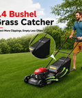 21-Inch Gas Push Lawn Mower With 144cc OHV Engine, Steel Deck, 3-In-1 Mulching Bagging Side Discharge, Easy Start Walk-Behind For Small To Medium Yards with 1.4 bushel grass catcher