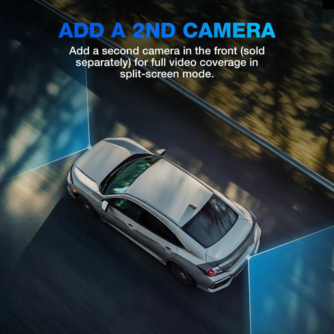 Solar Powered Wireless Back Up Cam With License Plate Frame Design And Three Minute Install, Six Inch HD Dashboard Monitor