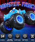Monster Truck Remote Control Car With Light Spray And LED Boosters 2.4GHz All Terrain RC Toy for Kids 3 Plus in arena