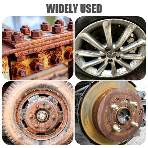 Heavy Duty Wheel Hub Resurfacing Kit For Lug Studs And Brake Rotors, showing rusted bolts, wheels, and brake rotors used widely.