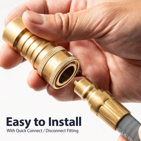 Natural Gas Hose 25 Foot Three Eighths Inch ID With Stainless Steel Inner Wire And PVC Rubber Outer Layer Tool Free Quick Connect