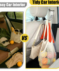 Hard Hat Holder And Gear Organizer For Truck Or Car With Three Lower Hooks For Jackets Tool Bags Headphones And Totes Patent Pending Silver Finish Durable Steel Mount installed in a car holding bags neatly