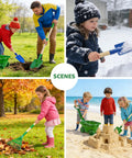 Children using 10 Piece Kids Gardening Tools Set With Wheelbarrow Shovel Rake Hoe And Leaf Rake For Outdoor Backyard Play