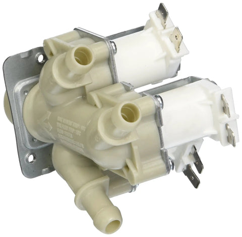 Top Shelf Genuine OEM Water Inlet Valve Assembly For LG Washing Machines Part Number 5221ER1003A heavy-duty beige valve with connections.