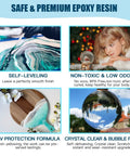 All In One Epoxy Resin Kit For Beginners With Silicone Coaster Molds, Pigments; showing self-leveling, non-toxic features