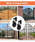 Heavy Duty Spring Loaded Caster Wheels 600 Pound Gate Rollers For Metal Tubing visible with wooden and metal gates.