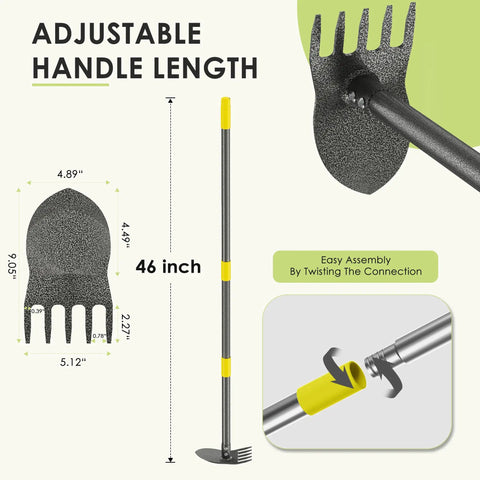 2 In 1 Garden Hoe And Weed Puller With Adjustable Length 31 To 46 Inches Heavy Duty Carbon Steel Weeding Tool assembly guide