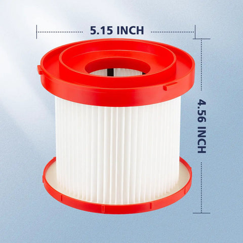 2 Pack Wet Dry Vacuum Filter Replacement 49-90-1900 For Cordless Vac M18 0780-20 0880-20 Compatible, shown with dimensions