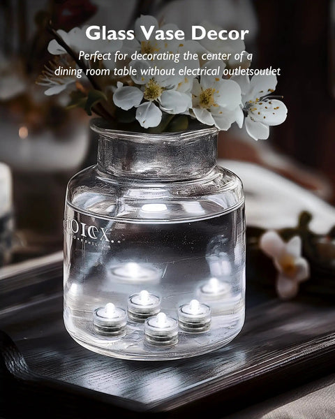 Mini Submersible LED Lights With Remote RGB Multicolor Waterproof Tealight Candles in Glass Vase Decor