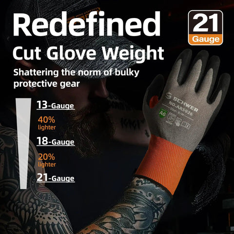 Air Skin 21 Gauge Cut Resistant Work Gloves With Second Skin Comfort Breathable Seamless Knit Flexible Grip Touchscreen Compatible Refined Tasks Size Large 1 Pair.