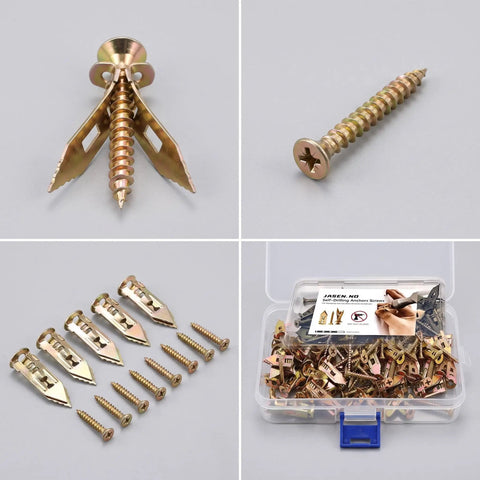 Drill Free Self Drilling Drywall Anchors And Screws Kit For Picture Frames Shelves Mirrors And Light Fixtures 100 Pieces Galvanized Carbon Steel kit