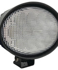 Close-up of TL5680 12V LED Tractor And Combine Light Flood Beam Beefy 5200 Lumens with aluminum housing and heat sink.