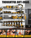 Large Power Tool Organizer Wall Mount 4 Tier Heavy Duty Metal Storage Rack Holds 400lbs With 8 Cordless Drill Holders