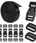Heavy Duty 1 Inch Nylon Straps Kit With Quick Release Buckles, 6 Yards of Thick Webbing, 6 Pack of Adjustable Buckles, 12 Clips