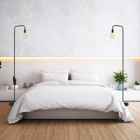 Industrial Metal Floor Lamp For Living Room And Beyond, Built To Last With A Heavy Duty Stand And Durable Metal Build in bedroom setting