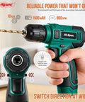 8V Cordless Drill Set With USB Rechargeable Driver, Lightweight Home Improvement Kit, showing front view with LED and drill bit