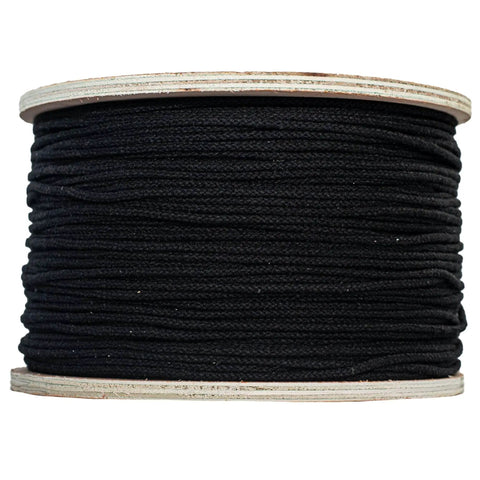 Unglazed Cotton Tie Line With Polyester Core For Theatrical Props, Decor And Hunting, Beefy Heavy Duty Tie Down Rope One Eighth Inch By Three Hundred Feet Black Weatherproof Durable Cord For Cable Management on spool