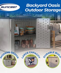 130 Gallon Outdoor Storage Cabinet With Lockable Door Backyard Oasis Basic Unit Peppercorn Finish Weatherproof Outdoor