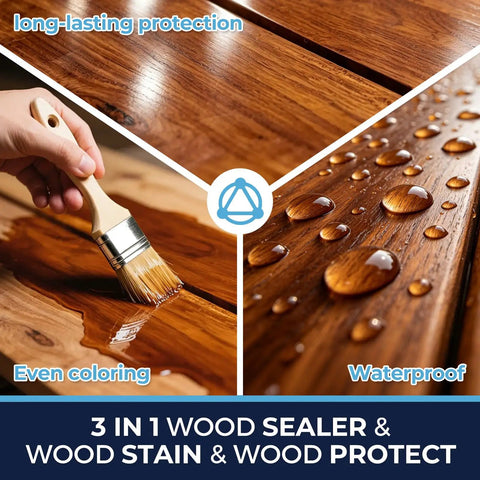 Water Based Wood Stain And Sealer In One Fast Dry Non Toxic Coating For Indoor Outdoor Applications, application with brush on wood.