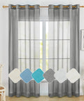 Linen-Feel Sheer Curtains 2 Panels With Grommet Top, Light Filtering Semi-Transparent Drapes, Dark Grey, 52x84 Inches, installed