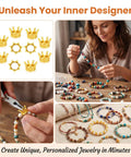 Gold Mini Crown Charms 100 Pieces, 3D Vintage Alloy Queen King Crowns Beads With Large Hole in jewelry making process
