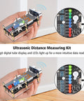 Hands-On Ultrasonic Distance Sensor DIY Kit With LED Indicators And Ranging Alarm HC-SR04 Compatible in use demonstration