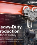 Beefy 2 Ton Beam Trolley Hand Push Conveyor For I Beams And Monorail Systems, Industrial Grade Cast Iron Construction