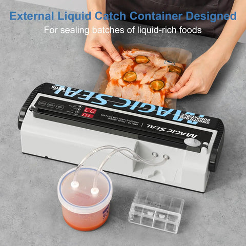 Nozzle Vacuum Sealer For Mylar And Smooth Bags 220W Food Saver With Adjustable Vacuum And Seal Time Auto Or Manual Modes