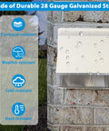 10 Inch Hooded Wall Vent With Screen And Damper For Outdoor Exhaust, mounted on stone wall showing weather resistance features.