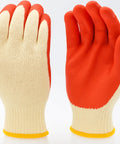 Economical String Knit Latex Dipped Palm Gloves With Nitrile Coated Fingers For General Purpose Work, red pair displayed