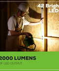 Person using 40V 2000 Lumen LED Work Light With 360 Degree Rotating Head Tripod Mountable Portable Indoor Outdoor Flood Light
