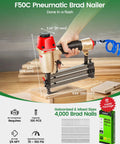 Heavy Duty 18 Gauge Pneumatic Brad Nailer Kit Includes Four Thousand Assorted Nails Job Site Ready Gear for detailed woodworking projects.