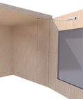 Two Pack Cabinet Door Restraint Kit With Door Stops Zinc Finish Includes Screws And Washers installed on wooden cabinet
