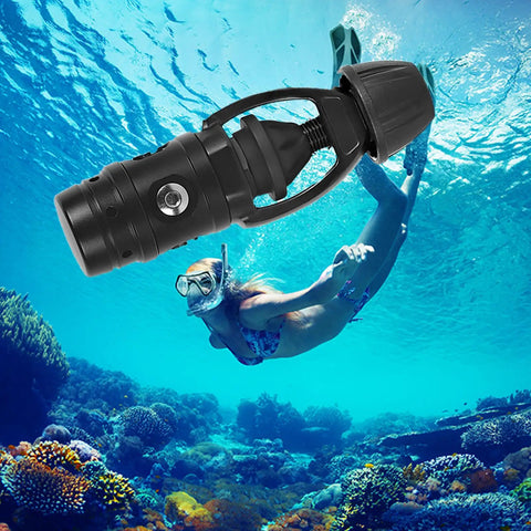 First Stage Scuba Regulator For Underwater Diving Gear With Low Resistance Yoke And Aluminum Alloy Body hovering above diver