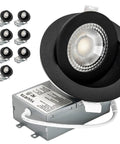 4 Inch Adjustable Eyeball LED Recessed Gimbal Light 9W 120V 900 Lumen Dimmable Color Temperature 3000K 4000K 5000K Wet Rated for Sloped Ceilings ETL Listed Black 3CCT 10 Pack