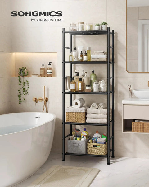 Heavy Duty 5 Tier Steel Shelving Rack Vertical Storage Organizer For Apartments Game Changer Space Saver Keep Your Setup Clutter Free With Legit Sturdy Frames And Smart Organization Flow