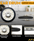 Dryer Repair Kit Compatible With Major Dryer Brands Including Maytag Whirlpool Kenmore Kitchenaid Replacement Parts 2 Rear Drum Rollers 4 Tri Rings 2 Idler Pulleys 14210017 341241 showing rear drum support roller at 3.15 and 2 inches with stainless steel inner ring and durable rubber features