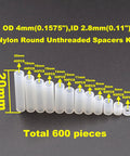 600 Pcs Nylon Spacers Set Unthreaded Round Standoffs 4mm OD 2.8mm ID White Wall Plate Spacers Kit For M2.5 Screws, Clearance Spacers, DIY Electronics, Nerdy Builder Friendly Variety Lengths, 12 sizes