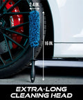 Long Reach Wheel Barrel Cleaning Brush For Cars, 16 Inch Teal 2.4 Inch Wide Wheel Barrel Detailing Tool, Deep Inside Wheel Barrel Cleaner, Regular Diameter, Premium Bristle Car Wash Kit, 1 Pack, 16 in brush in wheel barrel