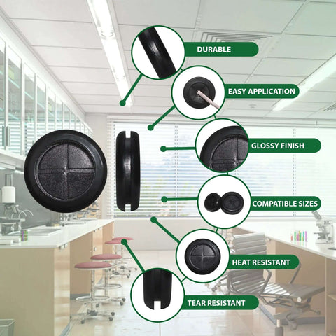 52 Piece Rubber Grommets Kit With Firewall Hole Plugs In Six Sizes displayed with durability and compatibility features