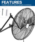 Built Tough 20 Inch Heavy Duty Floor Fan With Three Speed Settings Delivers 3900 To 4650 CFM Of High Velocity Airflow With Wall Mount Kit
