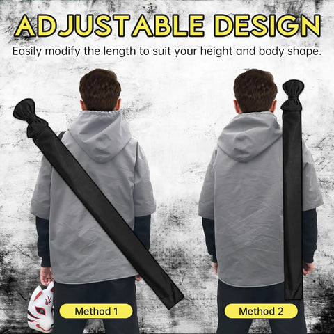 Large Sword Bag 51 Inch Katana Case With Adjustable Straps shown in two back view methods