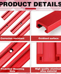 Six Piece Red Aluminum T Track Set For Woodworking With Screws Pro Grade Universal Double Cut Profile T Rail 48 Inch Long