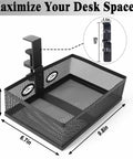 360 Degree Clamp-On Under Desk Swivel Organizer With No-Drill Install Sturdy Mesh Drawers for Desk Storage