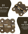 Antique Bronze Iron Cabinet Hinges for Small Cabinets Retro Style Door Hardware, 30x27mm flush mount close-up view.