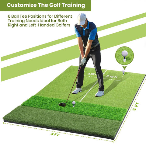 Man practicing on Extra Large Golf Hitting Mat 5x4ft And 6x4ft With 26mm Thick Tri Turf for indoor and outdoor use