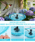 USB Powered Cascade Hanging Bird Bath Fountain for Outdoor Gardens Lawns Patios Eaves And Courtyards displayed in garden