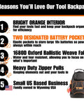 Heavy Duty Tool Backpack With Waterproof Base And Big Capacity Tool Bag Organizer For Electricians And DIY Pros with 5 features