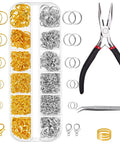 Jump Ring Kit For Jewelry Making With 1200 Open Jump Rings And Clasp Set, Necklace And Bracelet Repair Supplies, Includes Pliers And Tweezers In Gold And Silver