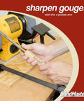 Person using a Lathe Tool Sharpening Jig With Quad Setup And Two Setup Blocks For 8 Inch Grinders, Multi Grind Jig For Razor Sharp Edges